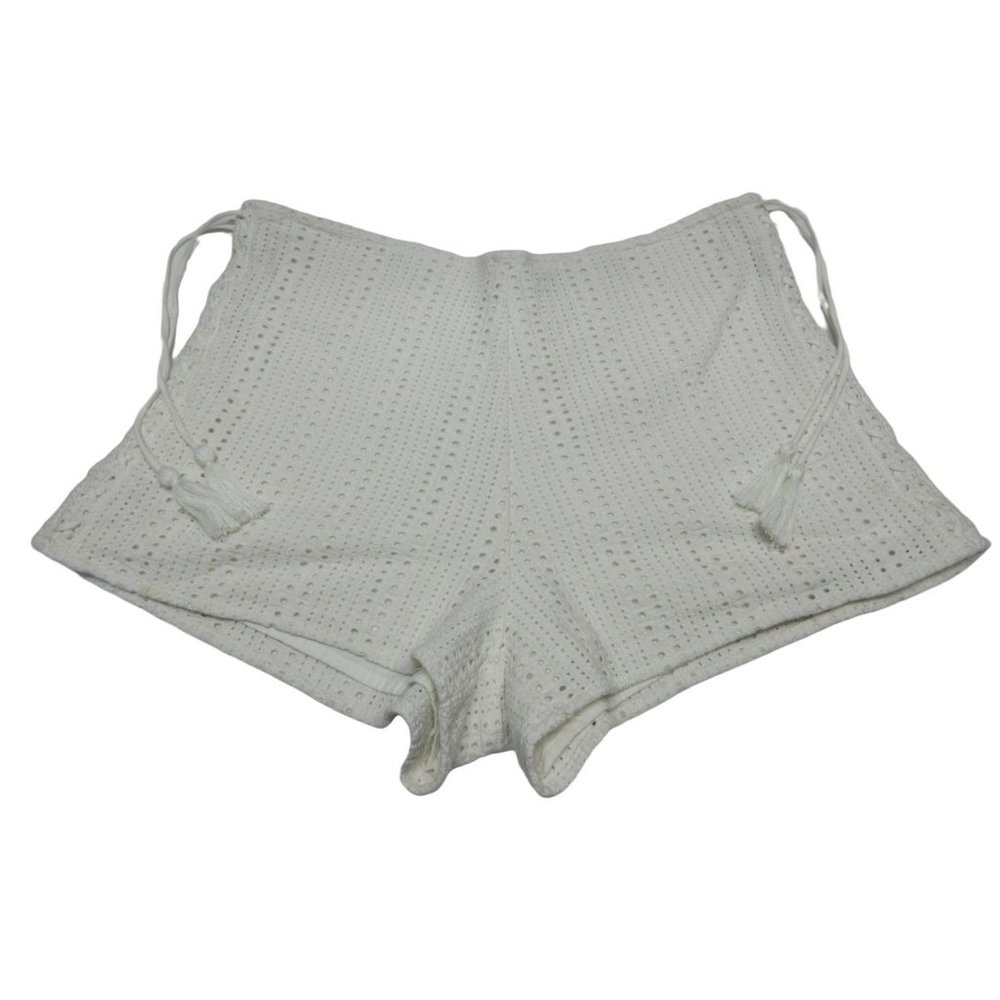 Zara Trafaluc boho embroidered eyelet side lace tasseled shorts